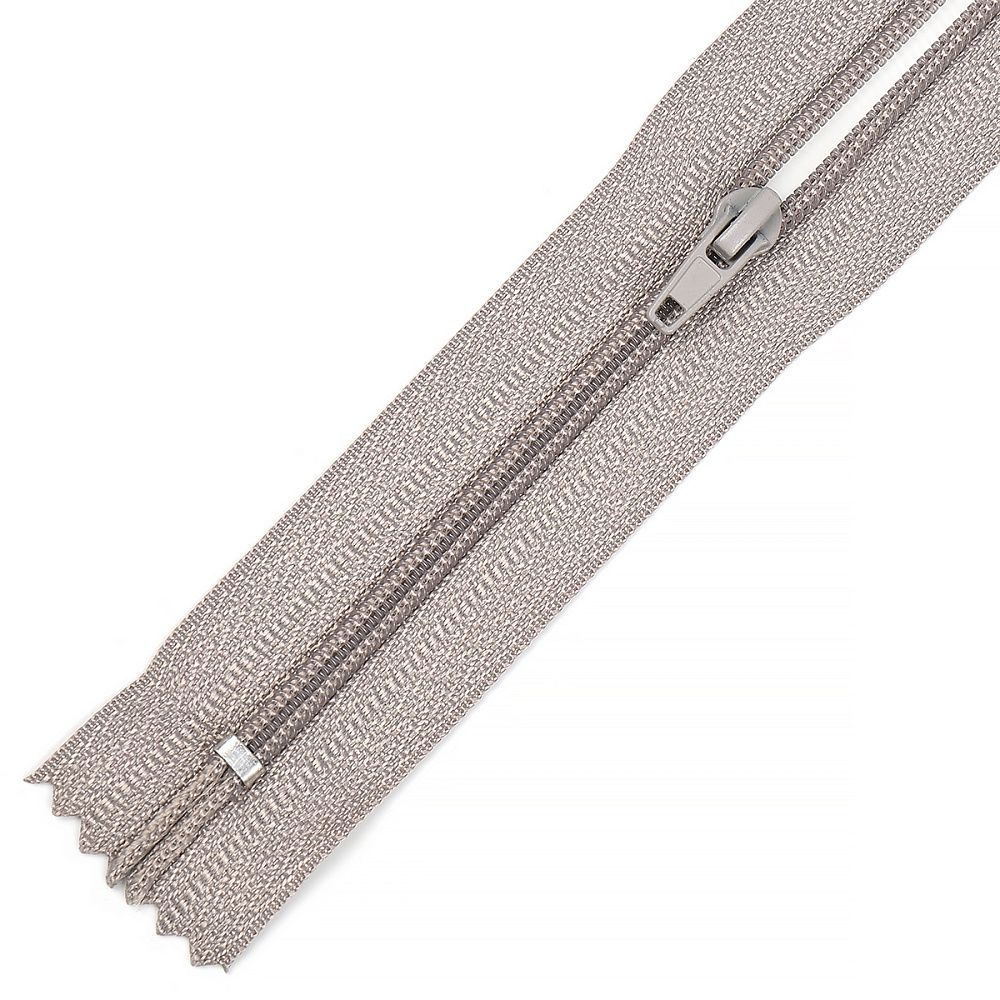 Молния спираль (витая) брючная Т4 (4 мм) 1 зам., н/раз., 20 см, автомат, цв.S340 серый уп.100 шт Молния спираль (витая) брючная Т4 (4 мм) 1 зам., н/раз., 20 см, автомат, цв.S340 серый уп.100 шт