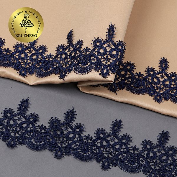 Кружево гипюр (плетёное) 65 мм, диз. 119, цв.3 т.синий, уп. 9 м, Kruzhevo