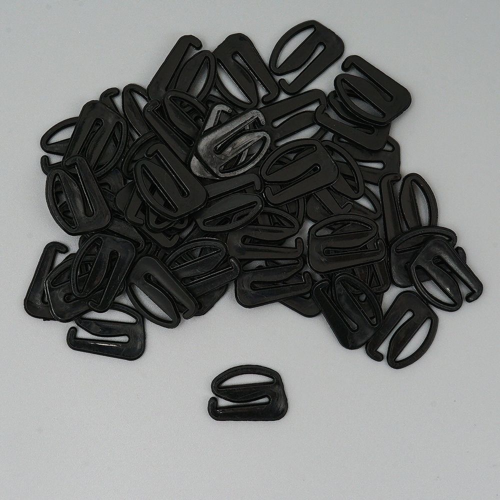 Крючки для бюстгальтера пластик 12.0 мм, 50 шт, черный, Globus