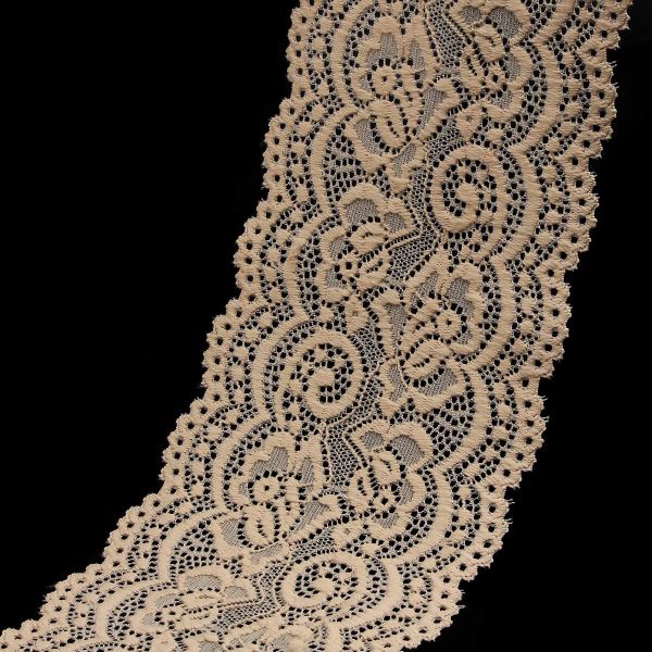Кружево эластичное (стрейч) 100 мм / 13.71 метров, C180 бежевый