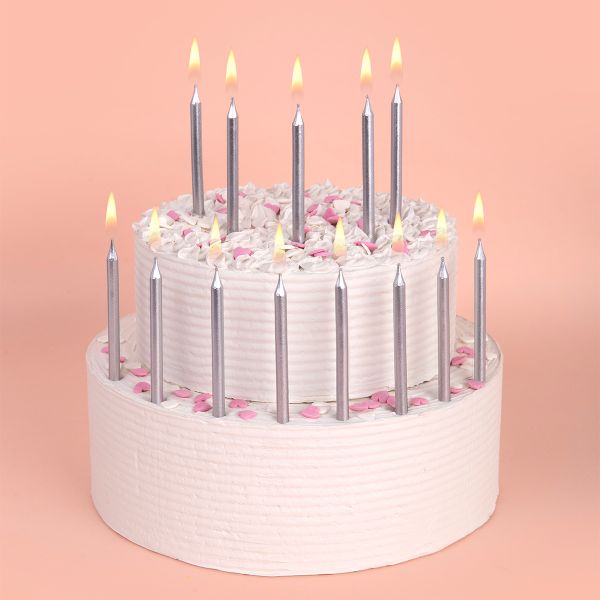 Набор свечей для торта 28.8 г 0.5 см, 12х24 шт, 02_под серебро, Boomzee BCD-41