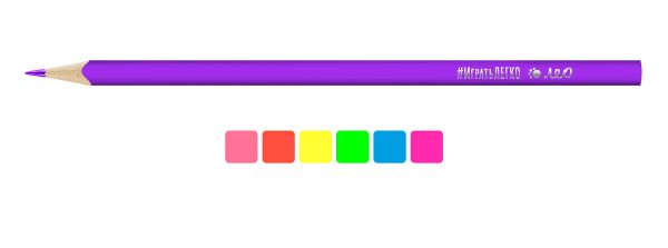 Набор неоновых трехгранных карандашей LGNCP-06 заточенный 8х6 цв, Лео LGNCP-06