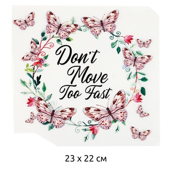 Термотрансфер TY.1295 Don’t Move To Fast 23х22см, уп.10 шт