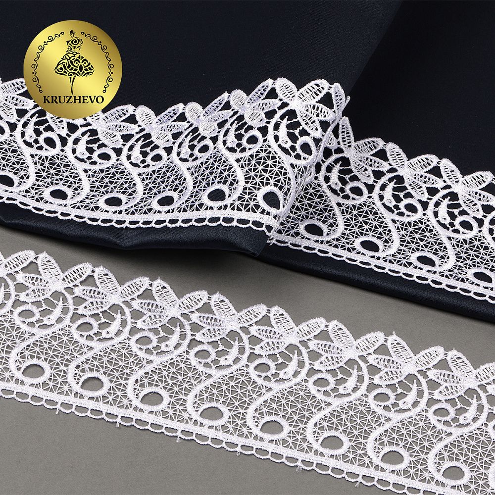 Кружево гипюр (плетёное) 70 мм, диз. 110, цв.01 белый, уп. 9 м, Kruzhevo