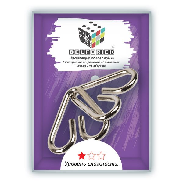 Головоломка металлическая, 1 шт, Сердечки 2 элемента, Delfbrick DLM-03