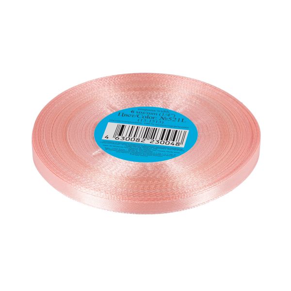 Лента атласная 1-сторонняя 6.0 мм / 33±2 метра, №521L(13-1513) розовый, Gamma