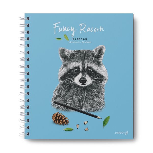 Артбук (скетчбук), выборочный лак, блок белый, 80 г/м², 23.9х20.5 см, на гребне 80 л., 2 шт, Мохнатый артер 000621, Светоч 80АРТ-003