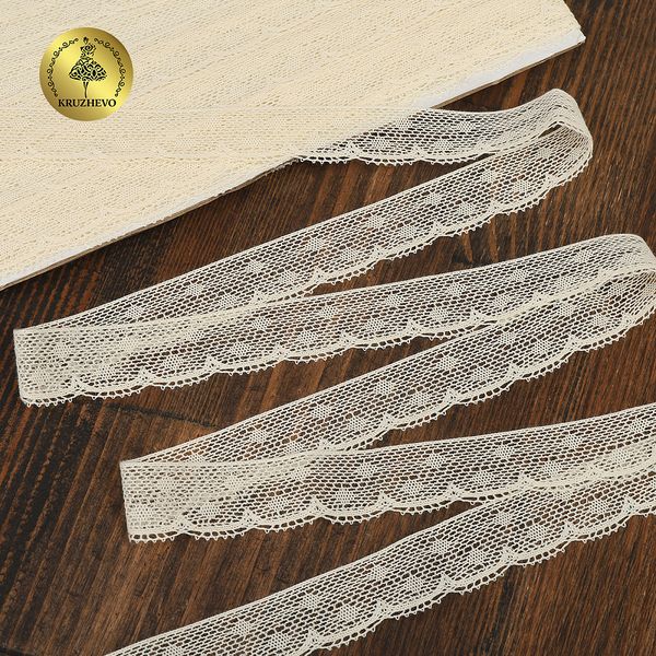 Кружево вязаное (тесьма) 25 мм / 10 метров, D1001, тонкая нить, цв.02 молочный, Kruzhevo