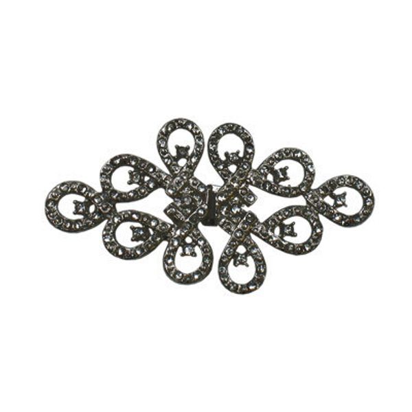 Застежка декоративная металл 60х30 мм, 2 шт, 06-6 черн.никель (серый), Micron GH 1057