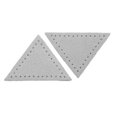 Заплатки пришивные из замши, треугольник равнобедр., стор.5см, с перфорацией, 2 шт, 100%кожа, 25 серо-белый, 59901