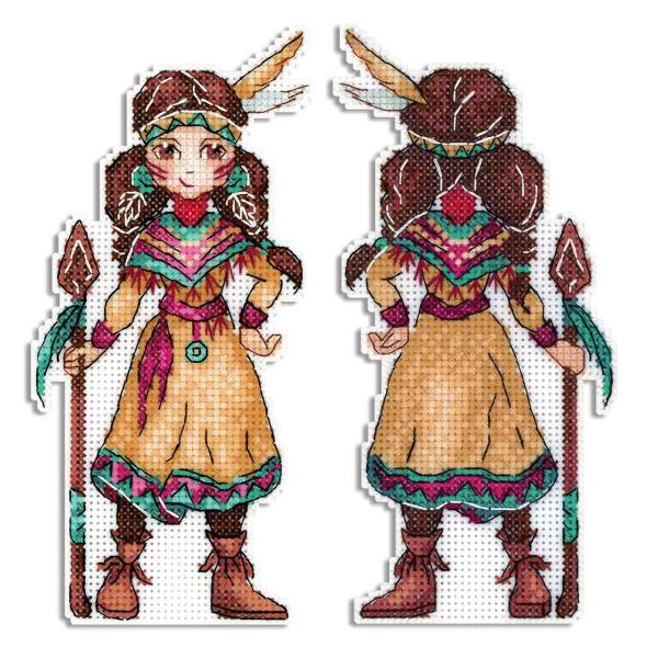 Набор для вышивания на пластиковой канве МП Студия Дочь вождя 16х8см, Р-1126