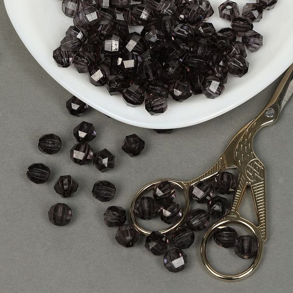 Бусины акрил ⌀10 мм, цв.25 т.серый, уп.50 г, Magic4Hobby