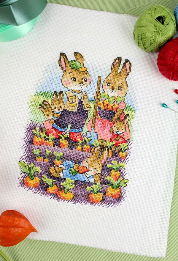 Набор для вышивания нитками МП Студия М-768, Семейный огород, 19х14 см