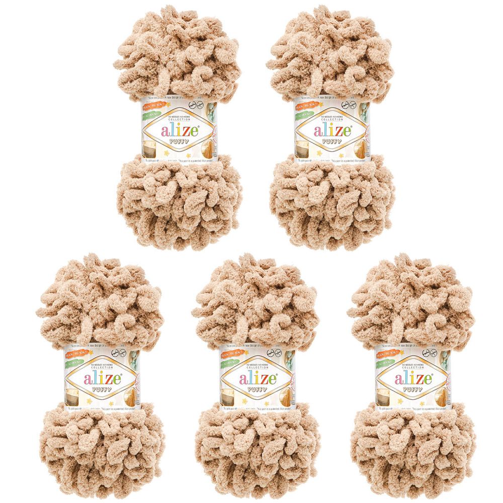 Пряжа Alize (Ализе) Puffy / уп.5 мот. по 100 г, 9м, 72 бежевая замша