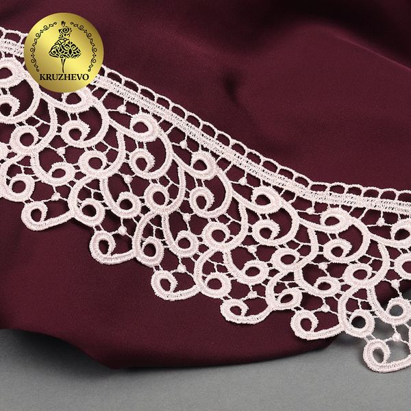 Кружево гипюр (плетёное) 80 мм, диз. 141, цв.09 розовая пудра, уп. 9 м, Kruzhevo