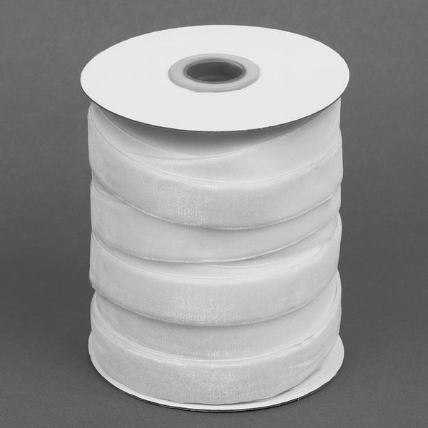 Лента бархатная (тесьма) 15.0 мм / 20±1 метров, нейлон, белый