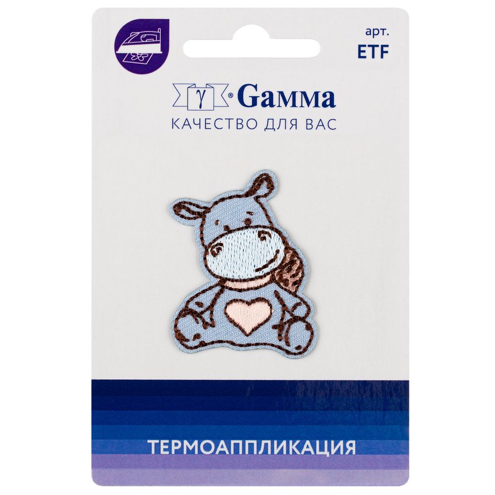 Термоаппликация №04 1 шт, 02-439 Бегемотик 3.2х4 см, Gamma ETF