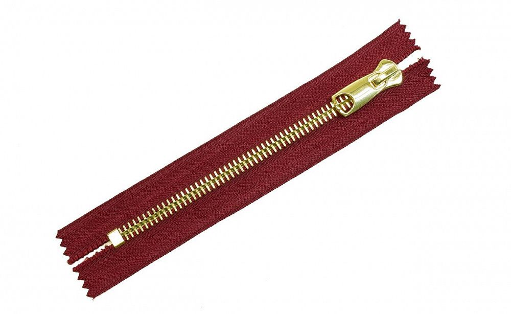 Молния металл Т10 (10 мм) 1 зам., н/раз., 18 см, св.золото, цв.D527 бордо, MaxZipper Premium, 1 шт /TOS/