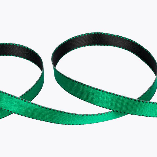 Лента атласная 2-сторонняя 10.0 мм / 22.8 метра, 031 зеленый/черный, Gamma ALD-10