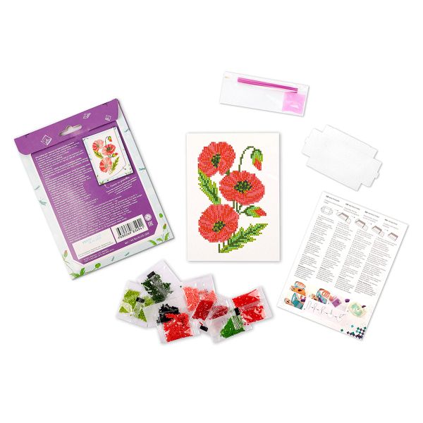 Алмазная (кристальная) мозаика Фрея, Маки, 19,5х14 см