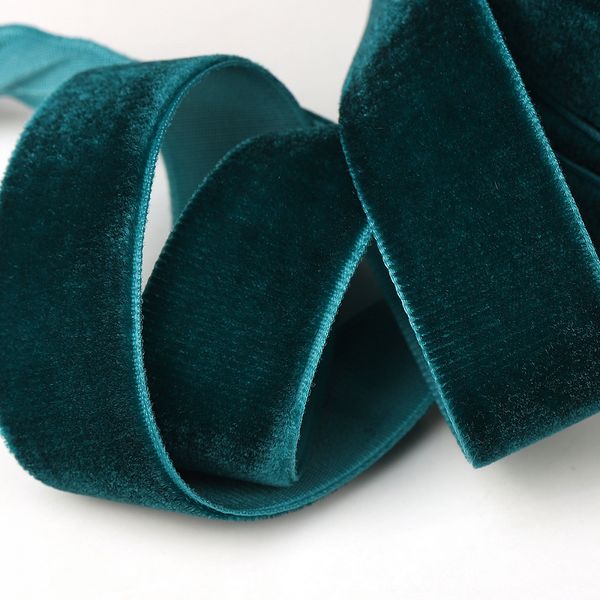 Лента бархатная (тесьма) 20.0 мм / 22.86±1 метров, арт.20VR39 нейлон цв.т.зеленый