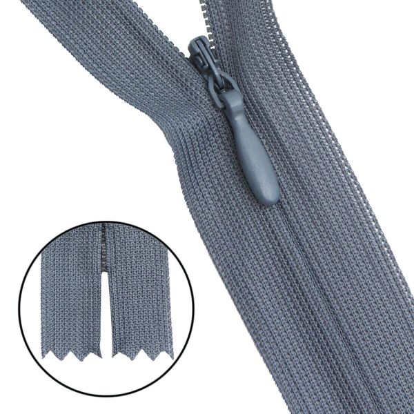 Молния потайная (скрытая) Т3 (3 мм) 1 зам., н/раз., 20 см, серый, 31204 / 20, 10 шт