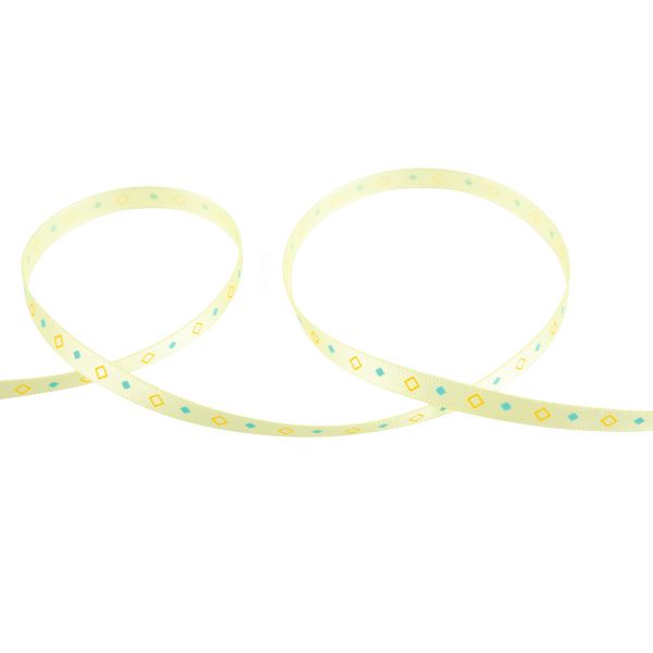 Лента атласная с рисунком _6.0 мм / 22.8 метров, R8/009 ромбики/св.желтый, Gamma ALP-062