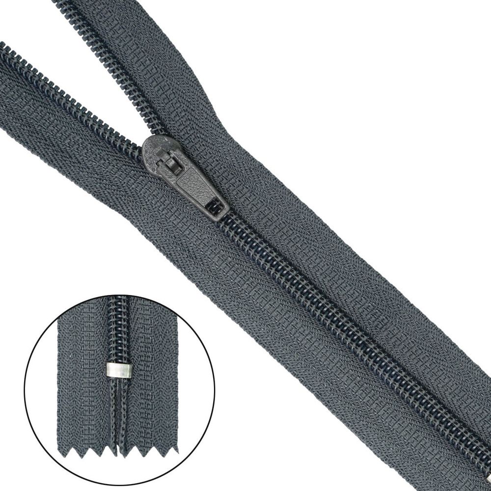 Молния спираль (витая) брючная Т4 (4 мм) 1 зам., н/раз., 14 см, п/автомат, 301 т.серый, 10 шт