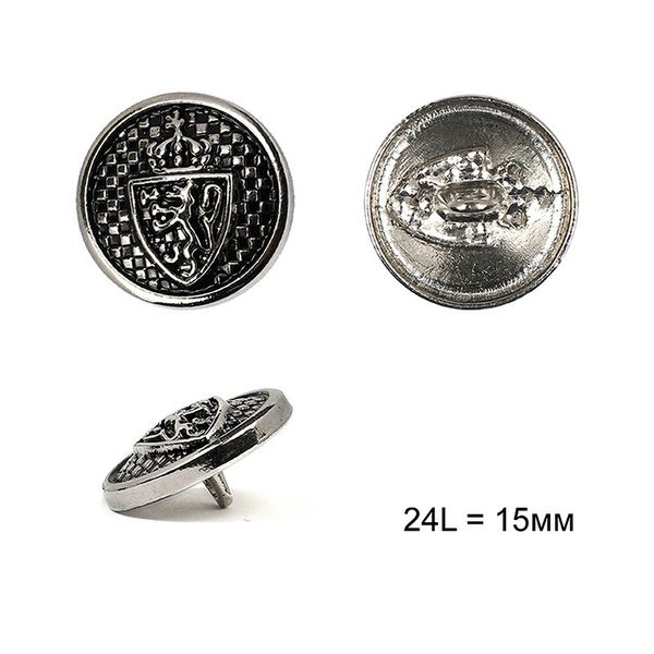 Пуговицы на ножке металл С-ME341 цв.серебро 24L-15мм, 24 шт