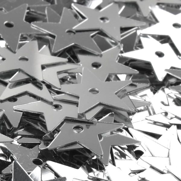 Пайетки фигурные звездочки 13 мм, Астра 10г, 1 серебро, уп.10 шт