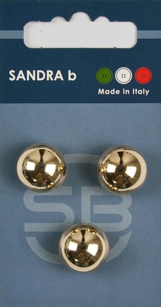 Пуговицы Sandra, 15 мм, 3 шт, металл, золотой
