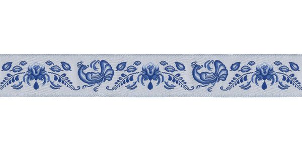 Лента (тесьма) жаккардовая 22.0 мм / 10±0.5 метров, белый/голубой, Gamma DBTRJ-81