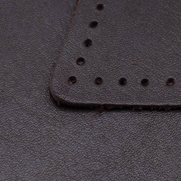 Заплатки пришивные из кожи, ромб 6х8,4см с перфорацией, 2 шт, 100% кожа, 03 темно-коричневый, 9115