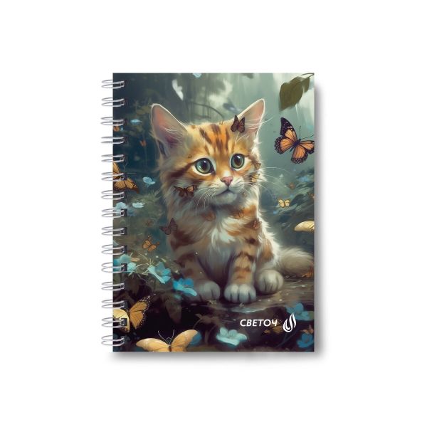 Записная книжка на гребне A6 120 л., 4 шт, клетка, Муркоша 01183, Светоч ЗК110