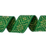 Лента (тесьма) жаккардовая 23.0-25.0 мм / 25 метров, зеленый /под золото, Blitz