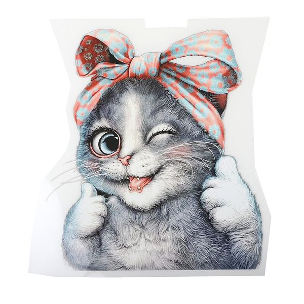 Термотрансфер арт.1234 Котик 12.7х15см, уп.10 шт