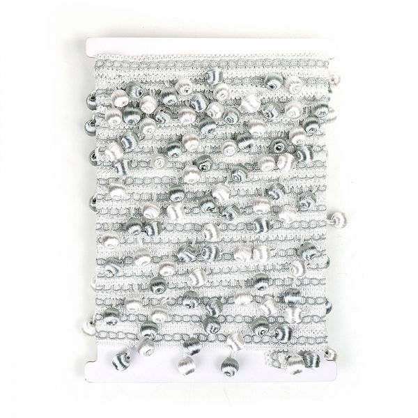 Бахрома отделочная 40.0 мм / 10 метров, 6152-0332, цв.белый+серый 6475