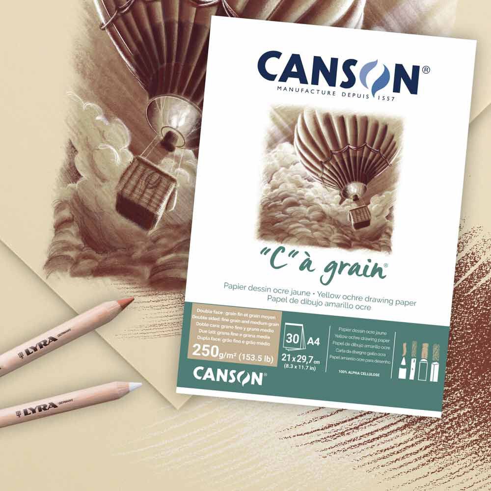 Альбом для графики C a Grain 250 г/м², A3 29.7х42 см, склейка с одной стороны 30 л, желтая охра, Canson С400110399