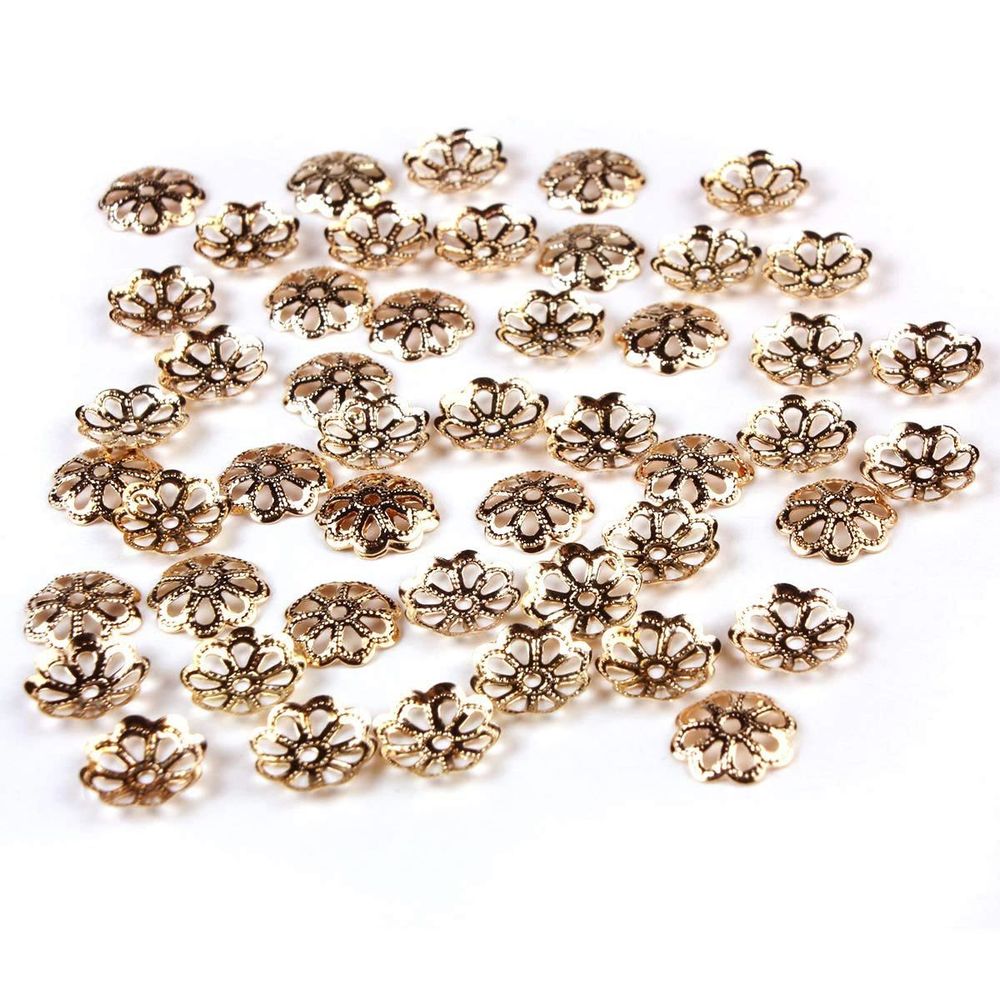 Шапочка для бусин, 8мм 50 шт в упак, Астра, Золото