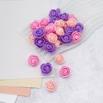 Цветочек-розочка из фоамирана 38 мм, микс №20, 3 цвета, 30 шт