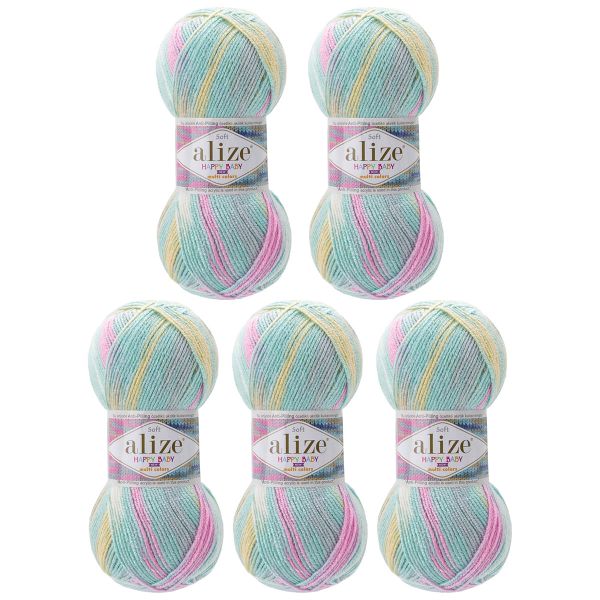 Пряжа Alize (Ализе) Happy Baby new Multi Colors / уп.5 мот. по 100 г, 320м, 52992 секционный