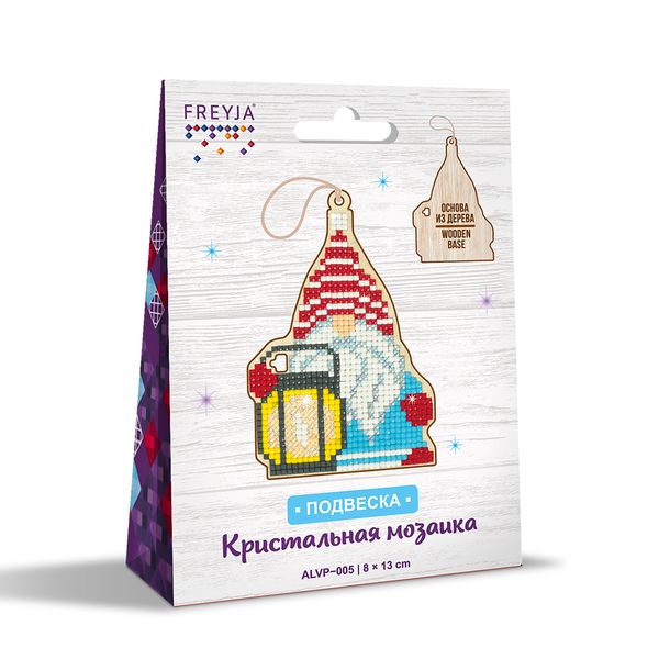 Алмазная (кристальная) мозаика Фрея, Гномик с фонариком, 13х8 см