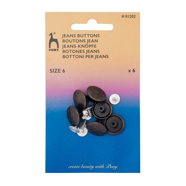 Пуговицы джинсовые ⌀17 мм, Звезды, материал верха: латунь, т.латунь, 6 шт, Pony, 81202