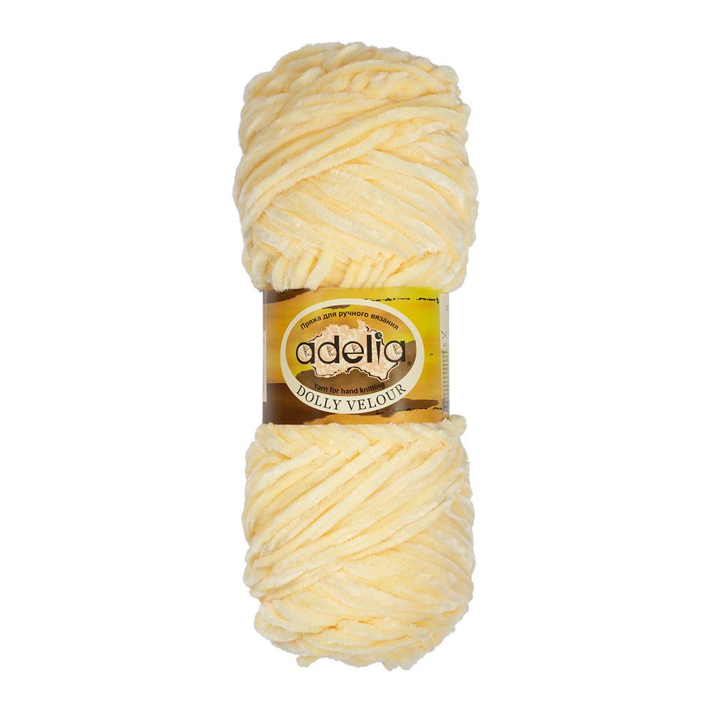 Пряжа Adelia Dolly Velour / уп.5 мот. по 100г, 93м, 08 св.желтый