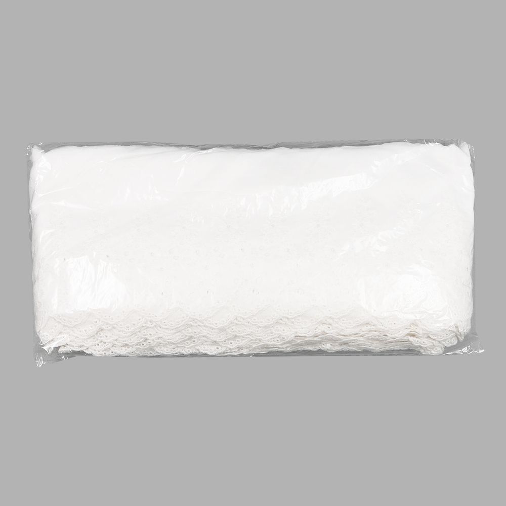 Кружево шитьё широкое 117 мм / 13.72 м, 100% хлопок, белоснежный