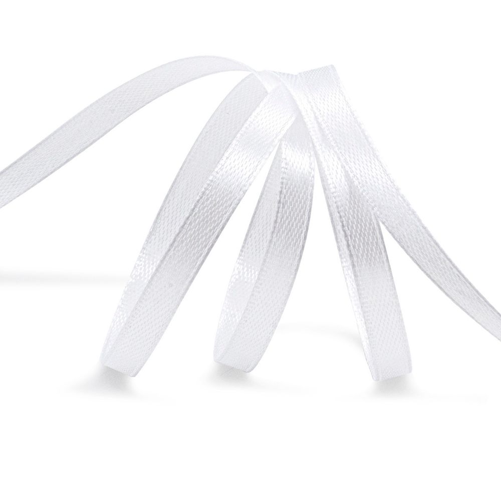 Лента атласная 1-сторонняя 6.0 мм / 22.86±1 метров, 001 белоснежный, Globus