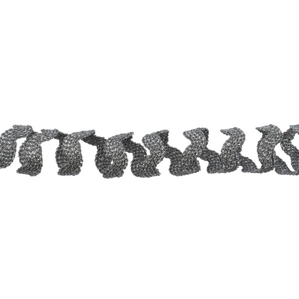 Тесьма отделочная зигзаг 9 мм, / 20 метров, под т.серебро/d.silver, Blitz