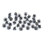 Пуговицы на ножке 16L (10мм) со стразом, металл (Pewter олово (черный никель)), 36 шт, ME 625