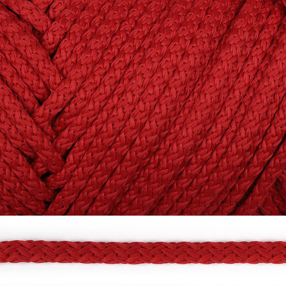 Шнур полиэфир круглый 6.0 мм / 100 метров, с наполнителем, 115 красный