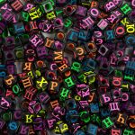 Бусины пластик ⌀6 мм, 500±50 г (5х100±5 г), №02 алфавитный коктейль черный, Hobbius ABFC